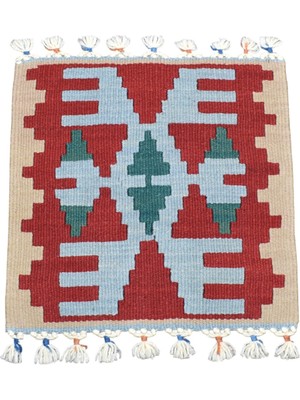 Zehra Abla Halı Yeni El Dokuma Kare Köşe Sandalye Minderi Pınarbaşı Kayseri Yün Kilim 7035