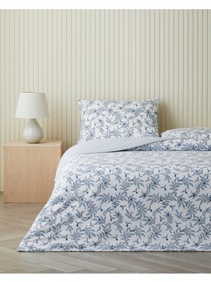 English Home Berryland Kolay Ütülenir Çift Kişilik Nevresim Takımı 200X220 cm Mavi-Turuncu