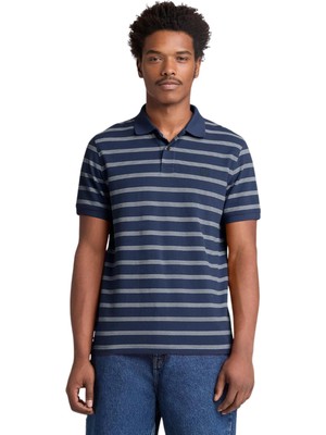 TB0A5MJRACB1 Timberland Mıllers Rıver 4 Rows Stripes Short Sleev Erkek T-Shirt Lacivert
