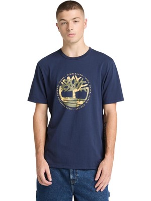TB0A5MVR4511 Timberland Tree Logo Lake House Graphic Tee Erkek T-Shirt Lacivert