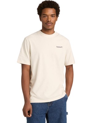 TB0A5MKYCM91 Timberland Lake House Back Graphic Tee Erkek T-Shirt Krem