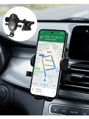 LTG Nova Araç Havalandırma Telefon Tutucu 360 Derece Döner Otomatik Kilitli Stand