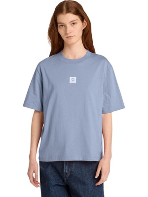 TB0A5RZXB881 Timberland Stack Logo Short-Sleeve Tee Kadın T-Shirt Mavi