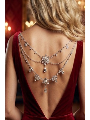 Caş Dekorasyon Gümüş Renk Taşlı Vücut Aksesuarı