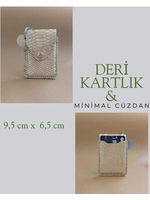 Hakiki Deri Minimal Avuçiçi Yılan Desen Leopar Tasarım Kadın Cüzdan Kartlık Drc-26