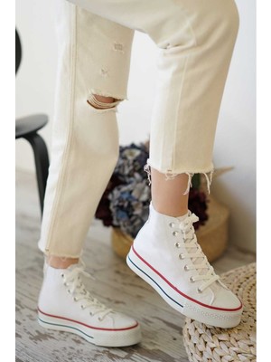 E Sport Beyaz Canvas Platform Kadın Günlük Ayakkabı-035