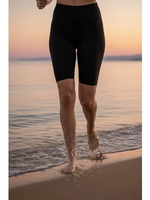 Beta Moda Hub Kadın Dalgıç Kumaş Yüksek Bel Şort Tayt