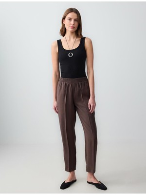 Jimmy Key Acı Kahve Normal Paça Yüksek Bel Modal Dokuma Pantolon