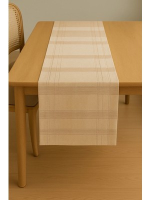 Beta Moda Hub Jasmin Keten Kahvrengi Bohem Şık Masa Örtüsü  Runner 35X150 cm