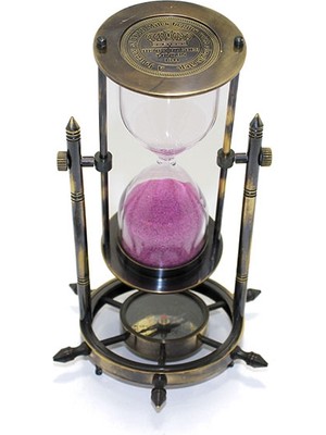 Derin Stok Pirinç Pusulalı Kum Saati Model 3