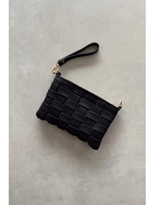 Nope21 Lily Siyah Örme Clutch