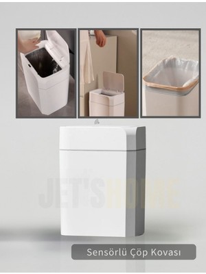 Jet's Home Sensörlü Çöp Kovası Pilli Çöp Kutusu Hareket Algılıyıcı Banyo Mutfak Çöp Atık Kutusu