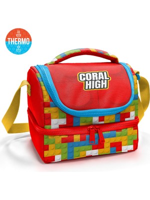 Coral High Kids Renkli Blok Desenli Thermo Iki Katlı Beslenme Çantası 37216