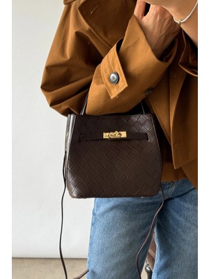 Nope21 Esse Kahverengi Örme Desen Çanta