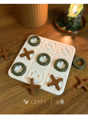 Leaft Design Node Tic Tac Toe - Xox Oyun Seti - Minimal Dekoratif Masaüstü Oyunu