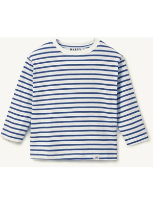 Marvy Kids Saks Mavi Çizgili Uzun Kollu Tshirt