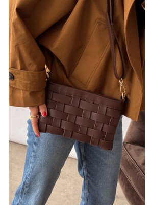 Nope21 Lily Kahverengi Örme Clutch