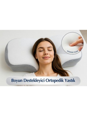 Simple The Pillow Ortopedik Visco Yastık Yeni Nesil Servikal Boyun Yastığı Boyun Ağrıları Içjn Özel Tasarım Yastık Boyun Kavisine Uygun Ergonomik Yastık NY1-10K 60*40*10 cm