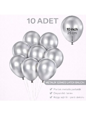 Bkmc Party 10 Adet Parlak Metalik Balon 10 Inç Parti Balonu Doğum Günü Süsleme