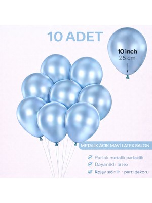 Bkmc Party 10 Adet Parlak Metalik Balon 10 Inç Parti Balonu Doğum Günü Süsleme