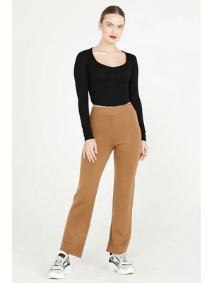 Sementa Kadın Triko Pantolon - Kamel