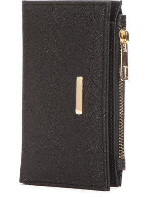 Newish Polo Kadın Simli Fermuar Bölmeli Cüzdan ve Kartlık -NEWPOLO398