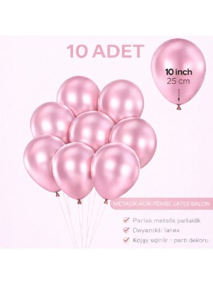 Bkmc Party 10 Adet Parlak Metalik Balon 10 Inç Parti Balonu Doğum Günü Süsleme