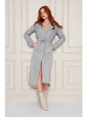 Comstar Kadın Kaşe Astarsız Kuşaklı Kaban