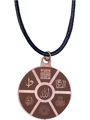 Güney Takı Store Dualı Bakır Kolye Allah Süleyman Mührü  Elif Vav  Kufi Allah-Muhammet Besmele El Fettah Kün Fe Yekün