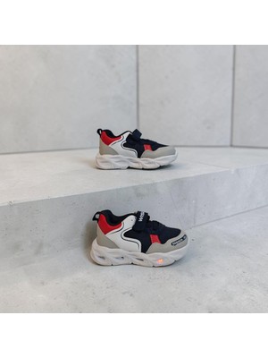 Wisco 018 Lacivert-Gri Cırtlı Işıklı Bebe Erkek Çocuk Spor Ayakkabı