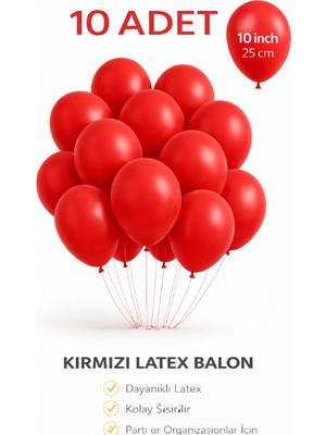 Bkmc 10 Adet Latex Balon 10 Inç Parti Balonu Doğum Günü Süsleme Balonu