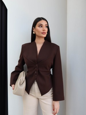 Esra Helvacı Bel Bağlama Detaylı Blazer Ceket