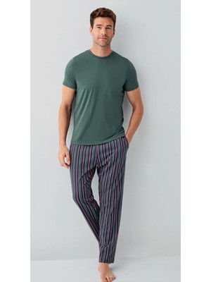 Vendas Erkek % 100 Cotton Bisiklet Yaka Pijama Takım