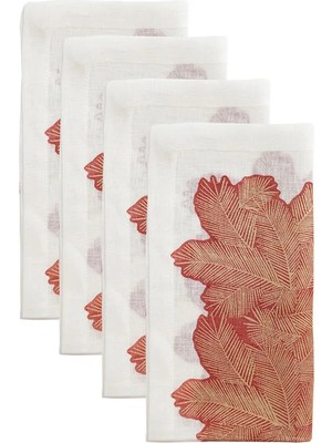 Decocenter Noel Çelengi Temalı Kırmızı Varaklı 4'lü Yılbaşı Peçete