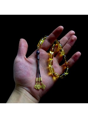 Tesbih Rüyası Gümüş Tasarımlı Efe Model Damla Kehribarı Tesbih