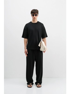 Vamos Modal Karışımlı Baggy Eşofman Alt Siyah
