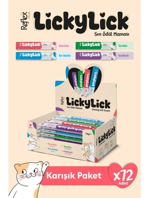 Reflex Plus Lickylick Sıvı Ödül Maması Karışık Paket 15 gr x 72 Adet