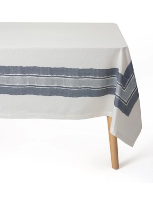 Decocenter Mavi / Beyaz Çizgili Masa Örtüsü