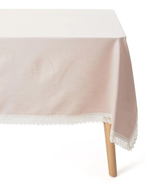 Decocenter Pudra Pembe Düz Dantel Detaylı Masa Örtüsü