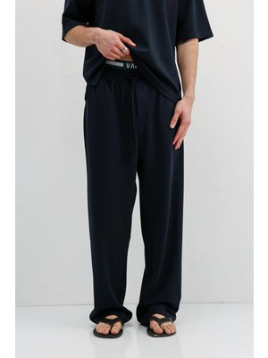 Vamos Fitilli Dokulu Baggy Eşofman Alt Lacivert