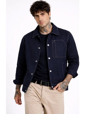Freemen Erkek Dikiş Detaylı Oversize Gabardin Mevsimlik Ceket & Mont