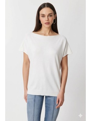 On Triko Kayık Yaka Kısa Kollu Bluz 76370