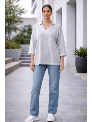 Alexandergardı V Polo Yaka Oversize Bluz