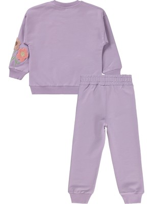 Civil Girls Çiçek Nakışlı 2-5 Yaş Eşofman Takımı - Lila
