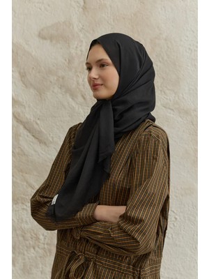 Lale Butik Qef Scarf Soft Line Pamuk Şal 001 Siyah
