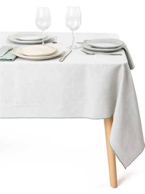 Decocenter Mint Yeşili Çizgili Keten Yılbaşı Masa Örtüsü