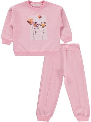 Civil Girls Çiçek Baskılı 2-5 Yaş Eşofman Takımı - Pembe