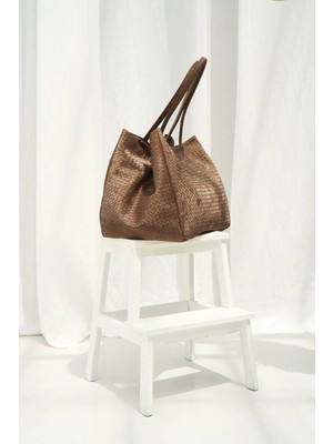 Nauve Örgü Dokulu Deri Xl Çanta