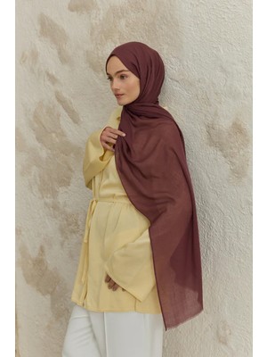 Lale Butik Qef Scarf Soft Line Pamuk Şal 001 Mürdüm