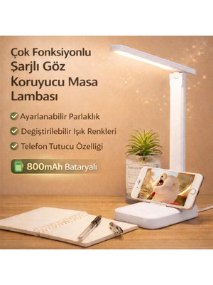 Coofbe Ayarlanabilir 3 Renkli Işık Şarjlı Masa Lambası Dokunmatik Katlanabilir Şarjlı Masa Lambası